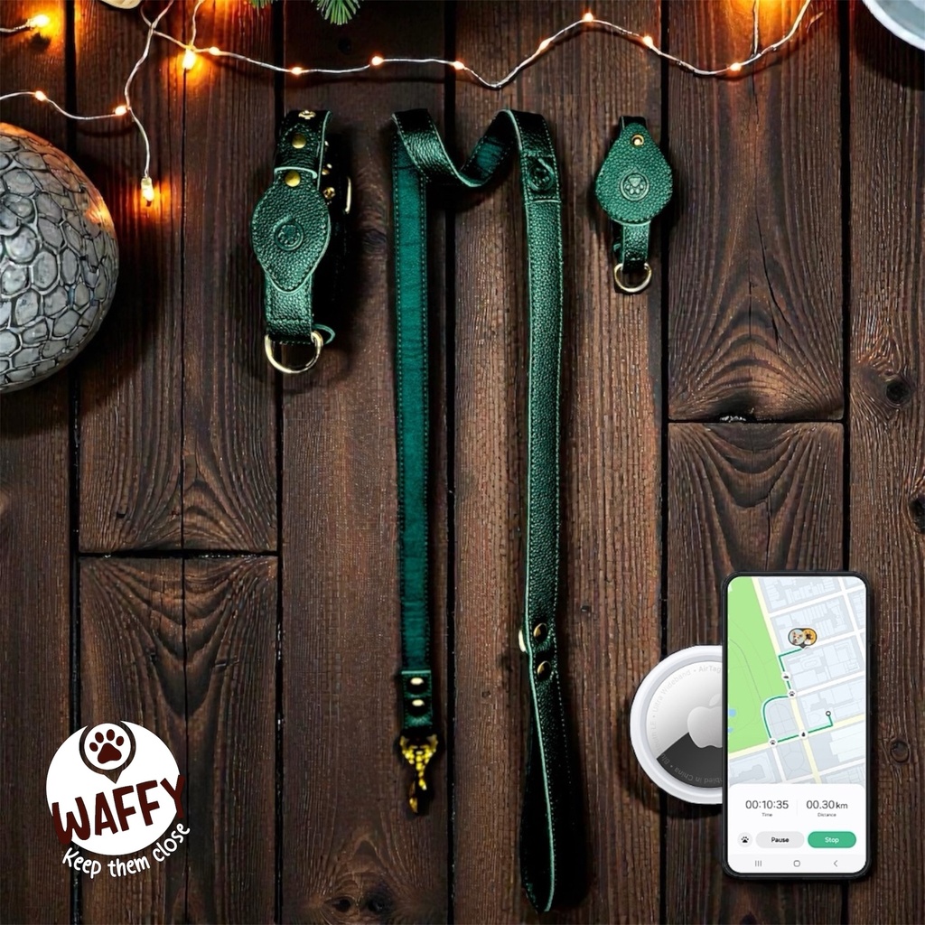 Collier en cuir WAFFY compatible AirTag 