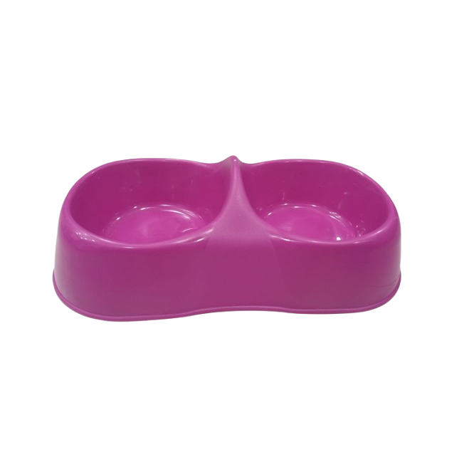 MAYA bol double en plastique pour chats et chiens Taille S, M et L - Rose, Taille S