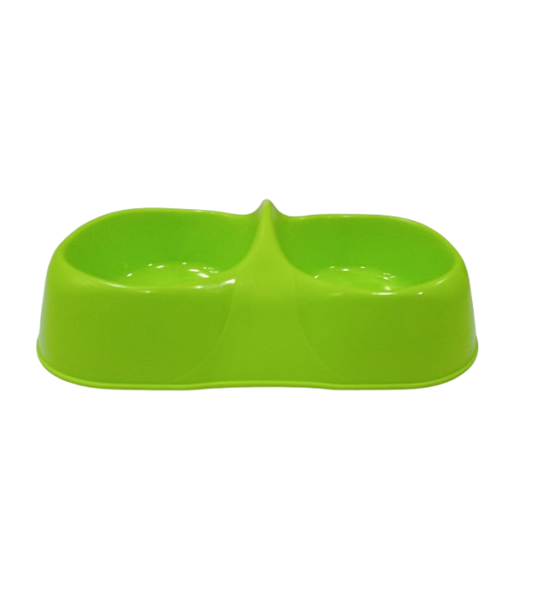 MAYA bol double en plastique pour chats et chiens Taille S, M et L - Vert, Taille L
