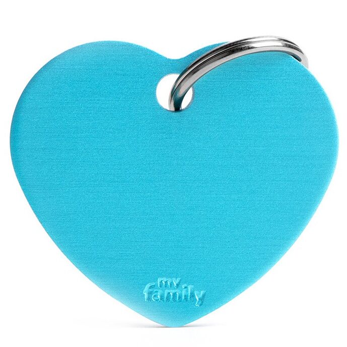 Médaille Basic Cœur Grand Bleu Ciel en Aluminium