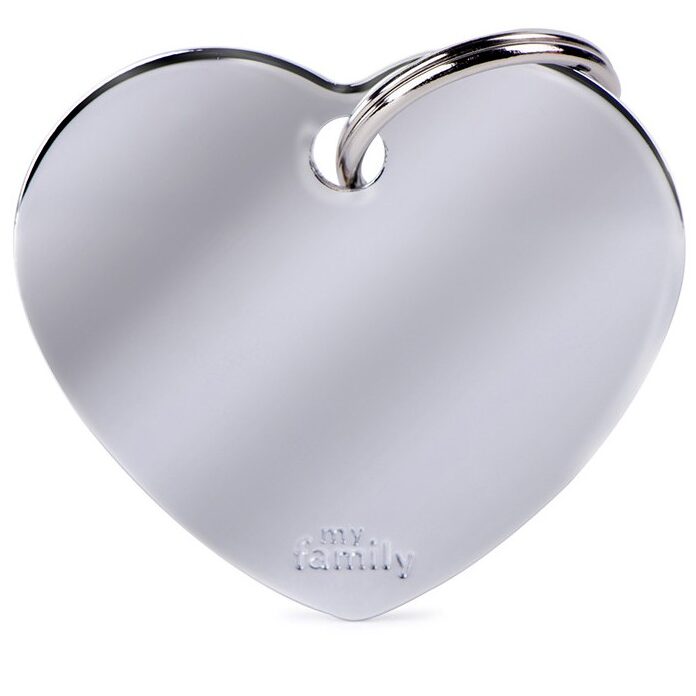 Médaille Basic Cœur Grand en Laiton Chromé