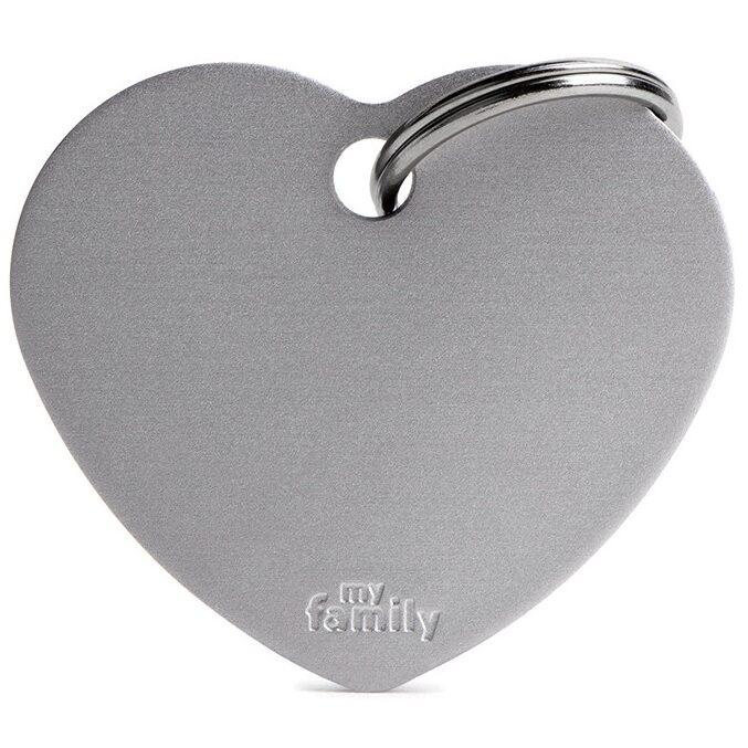 Médaille Basic Cœur Grand Gris en Aluminium