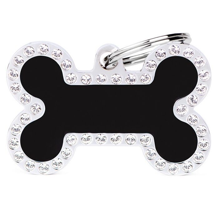 Médaille Glam Os Grand Noir avec Strass