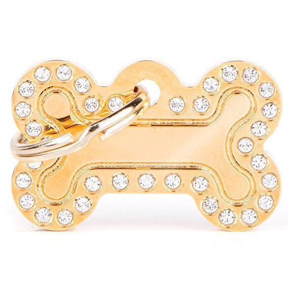 Médaille Glam Os Petit Dorée avec Strass