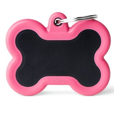 Médaille Hushtag Os Grand Noir en Aluminium avec Caoutchouc Rose