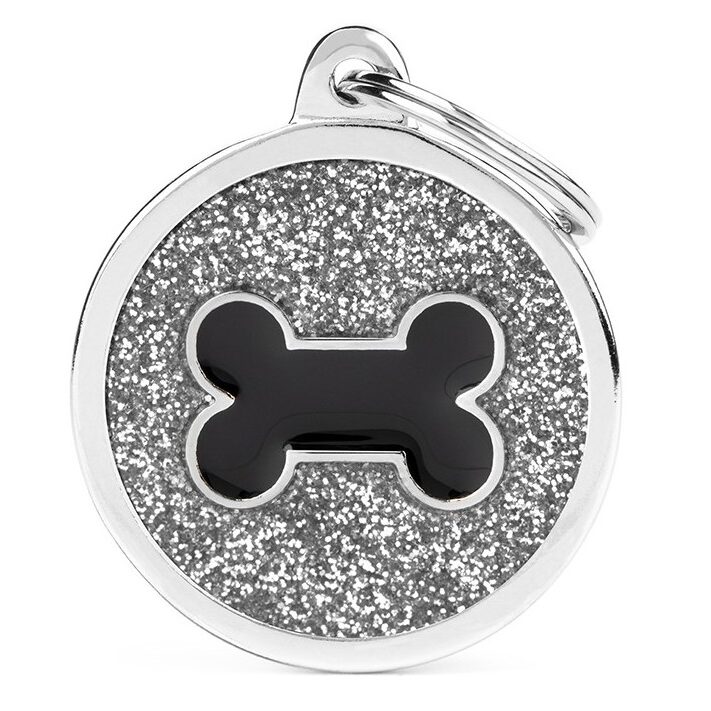 Médaille Shine Cercle Grand Glitter Gris Os Noir