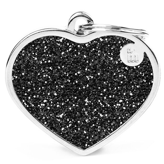 Médaille Shine Cœur Grand Glitter Noir