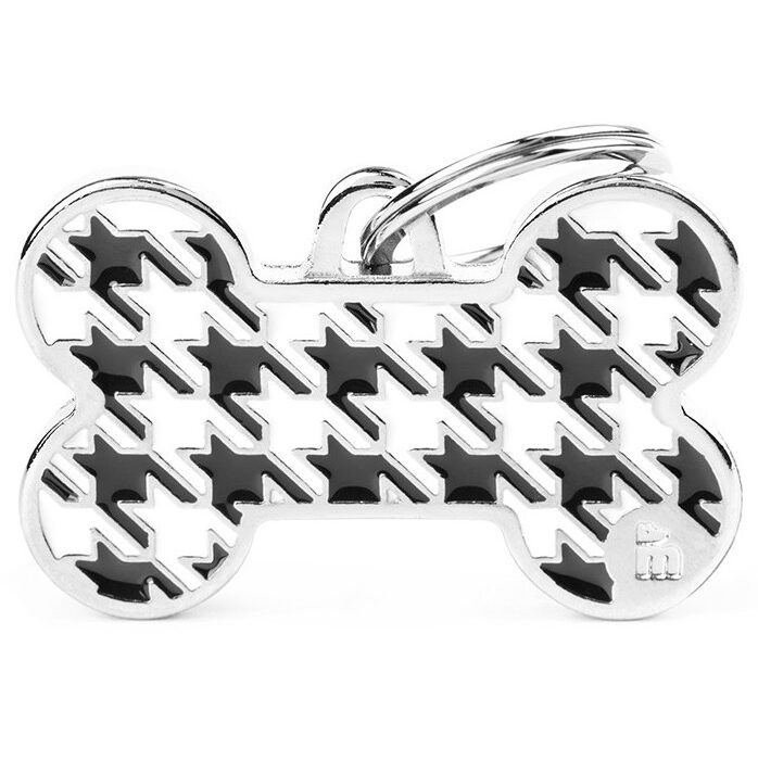 Médaille Style Pied de Poule Os Grand Noir