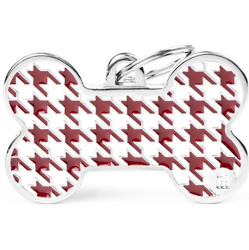 Médaille Style Pied de Poule Os XL Rouge