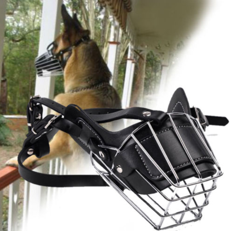 Muselière en cuir et métal pour grands chiens