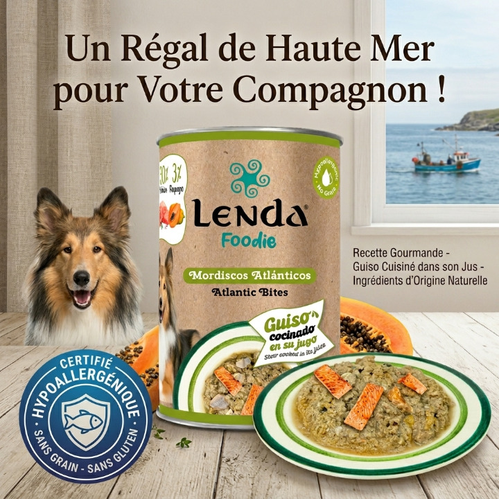 Nourriture Humides Hypoallérgenic Chien (Sensitive):  Atlantic Bites Grain-Free (A base de saumon et Hareng) 380 g