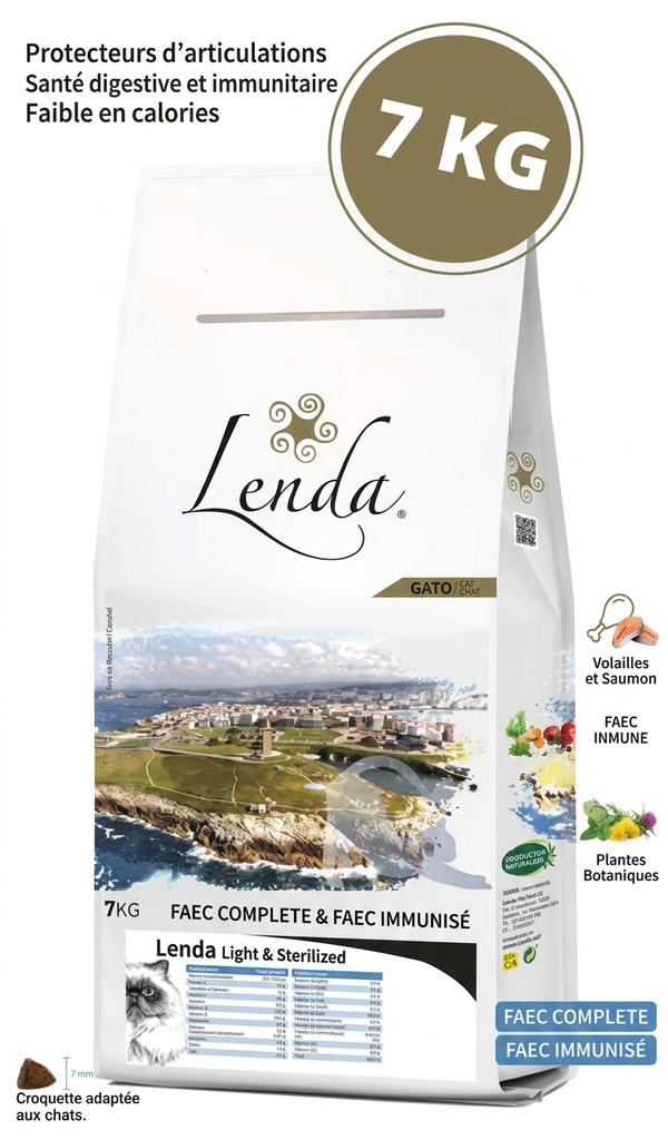 Croquette Lenda Chat Grain-Free Light & Sterilisé Adult : 7kg