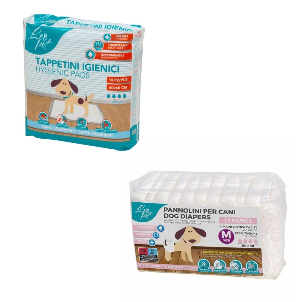Couches Jetables pour Chien + Tapis Absorbants LeoPet