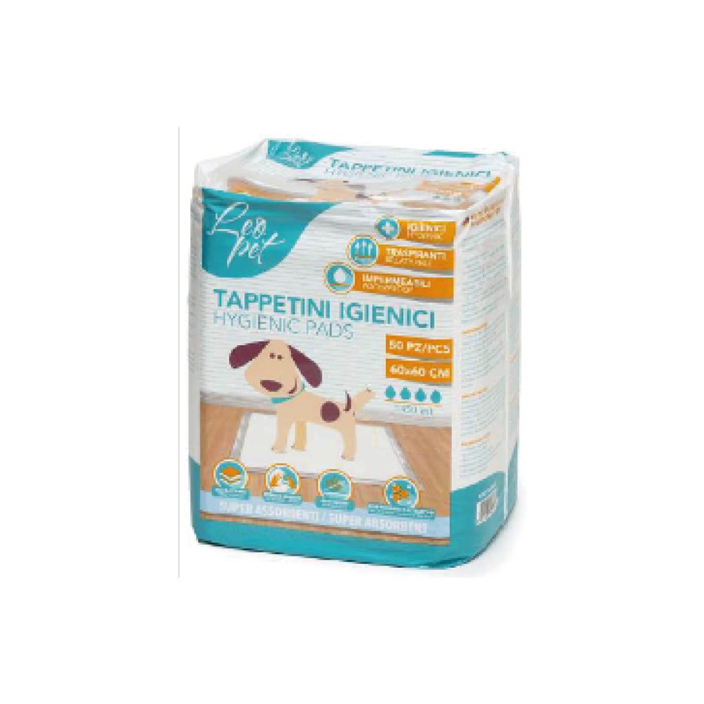 Tapis absorbants 50 pcs 60×60 cm avec bande adhésive