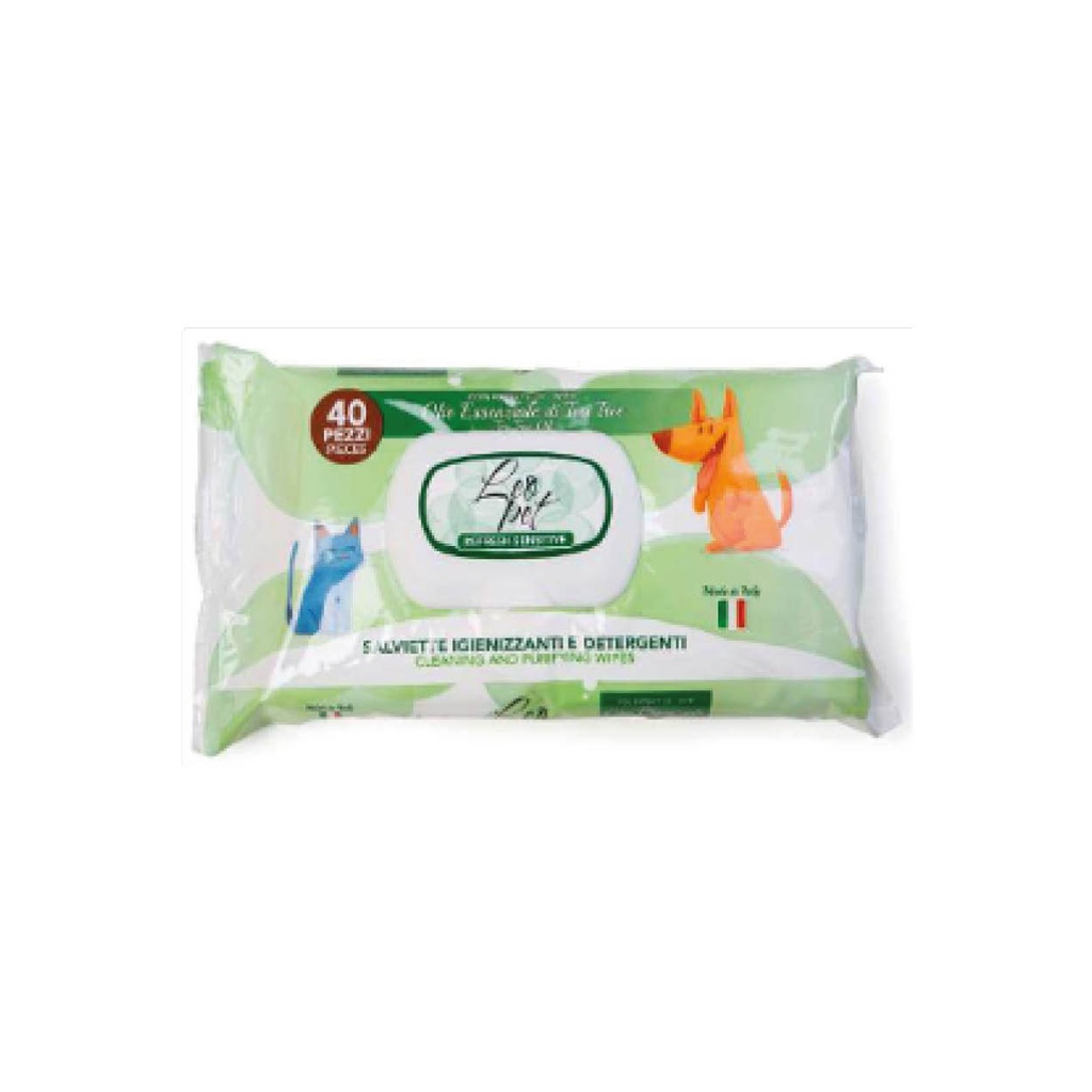 Lingettes hygiéniques et nettoyantes 40 pcs à l’huile essentielle de tea tree