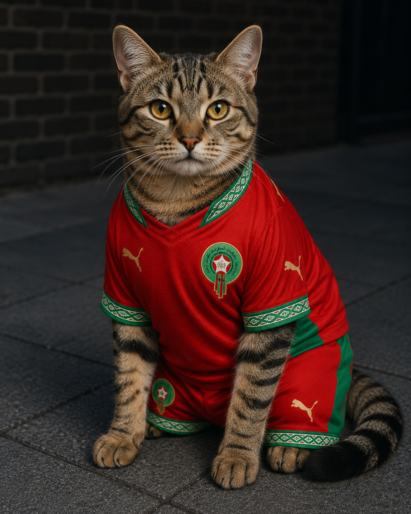Maillot Football Maroc pour chat – Édition Lions de l’Atlas – Taille XL