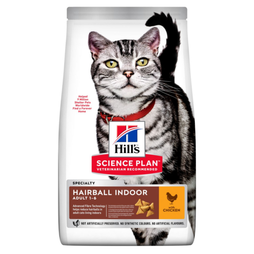 HILL’S SCIENCE PLAN Hairball Indoor Aliment pour Chat Adulte au poulet