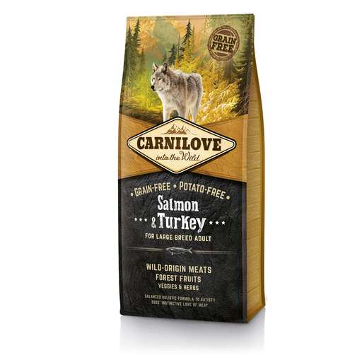 Croquettes Chiens de grande taille – Saumon & Dinde 12KG