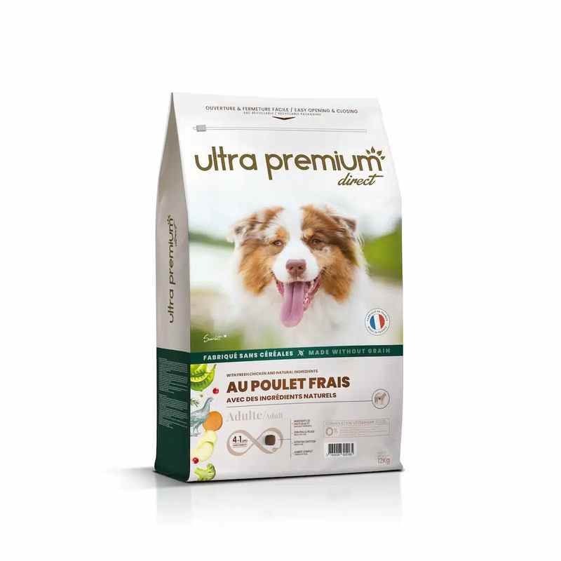 Ultra Premium Croquettes au poulet frais Croquettes sans céréales 12kg