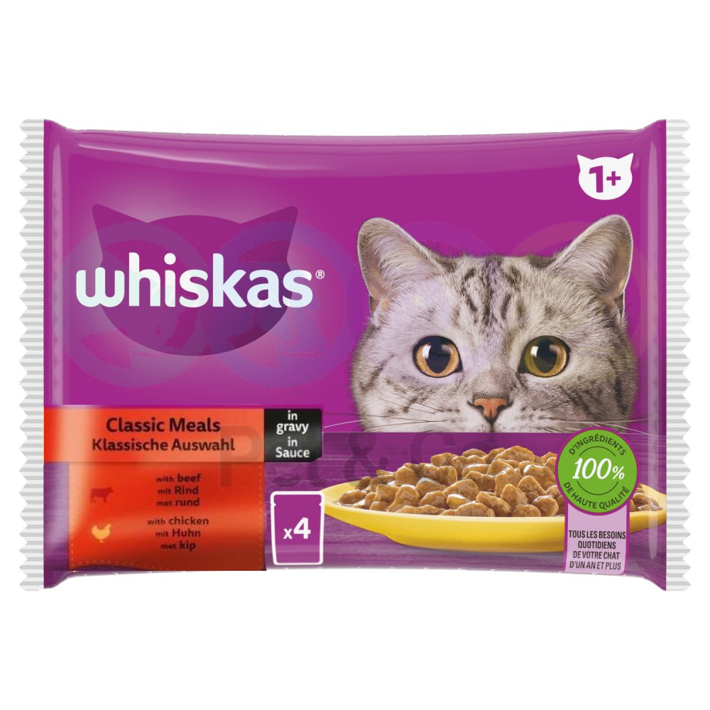 Whiskas Chunks in Gravy for Cats with Meat 4x85g