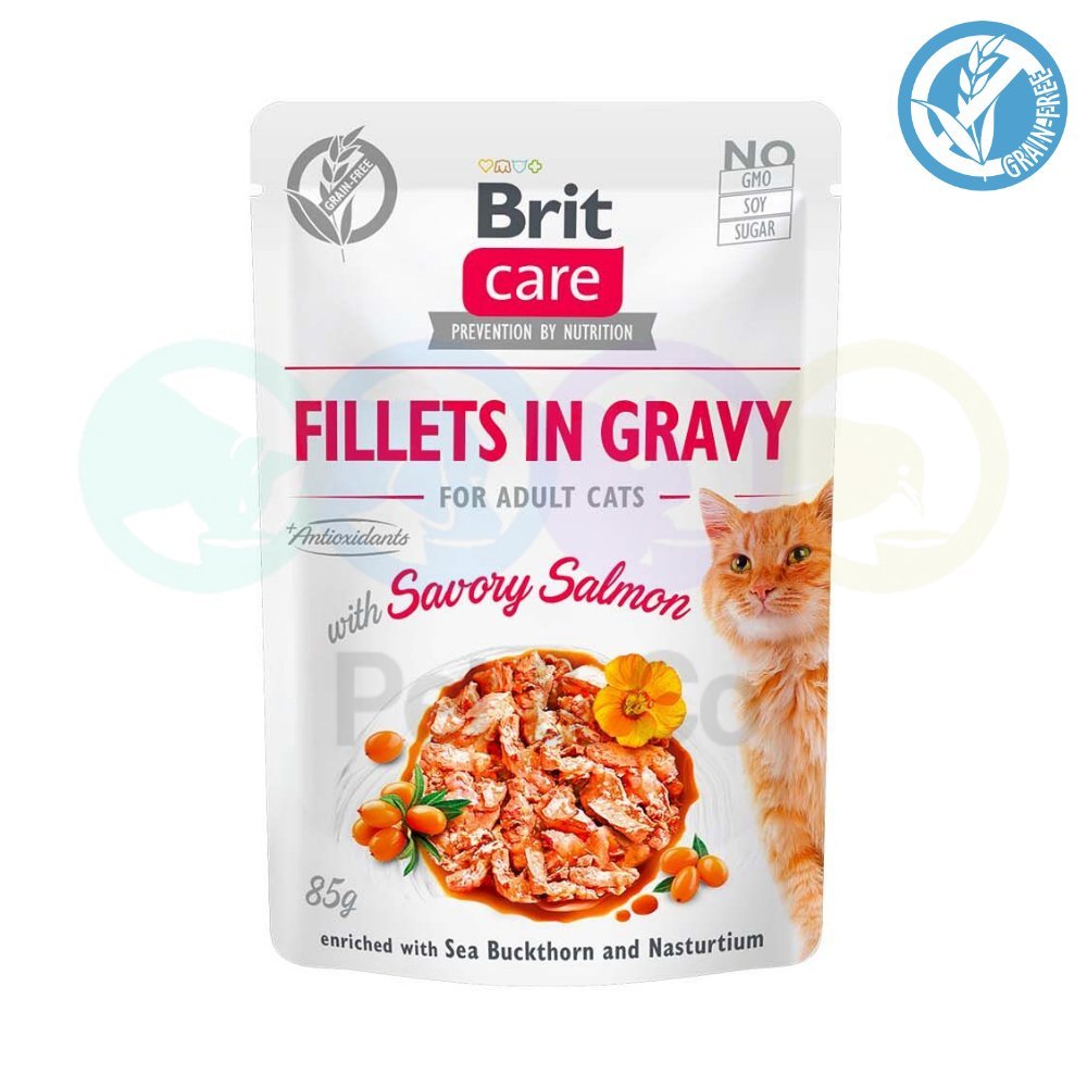 Brit Care Fillets in Gravy with Salmon for cats 85g