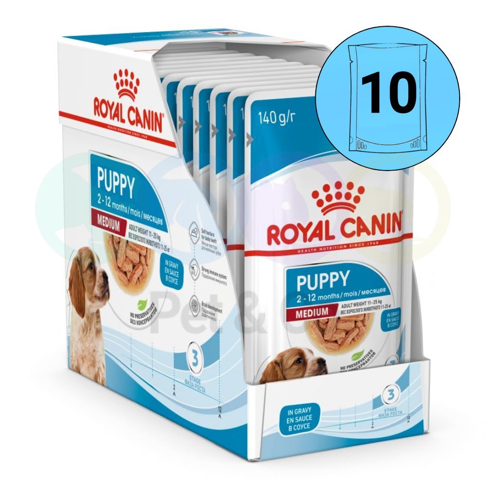 Lot Royal Canin Chunks in Gravy for Puppies Medium Sized Breed 10×140g