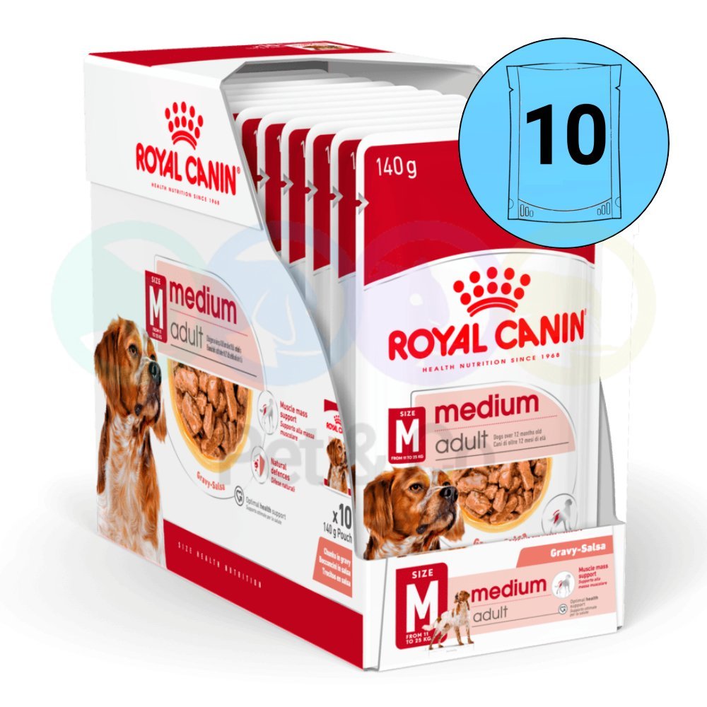 Lot Royal Canin Chunks in Gravy for Dogs Medium Sized Breed 10×140g