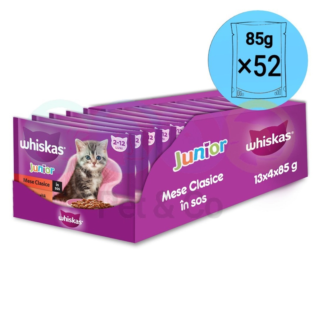 Lot Whiskas Chunks in Gravy for Kittens 52×85g