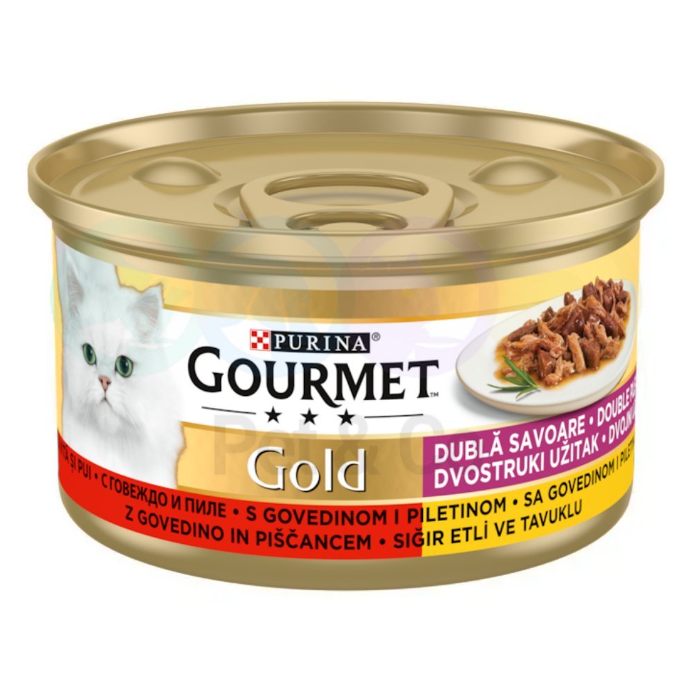 Gourmet Gold Double Pleasure for Cats with Beef & Chicken 85g
