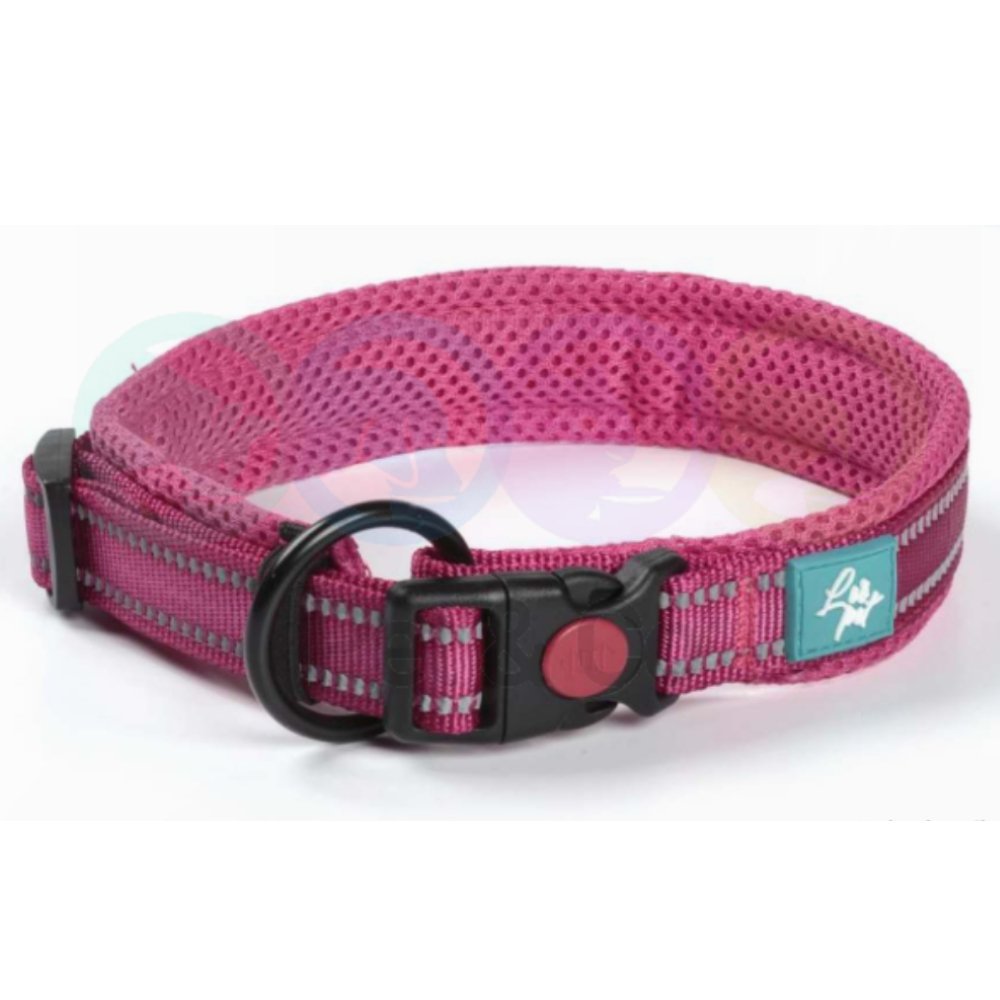 Dog Collar Fuchsia with reflective band XL
