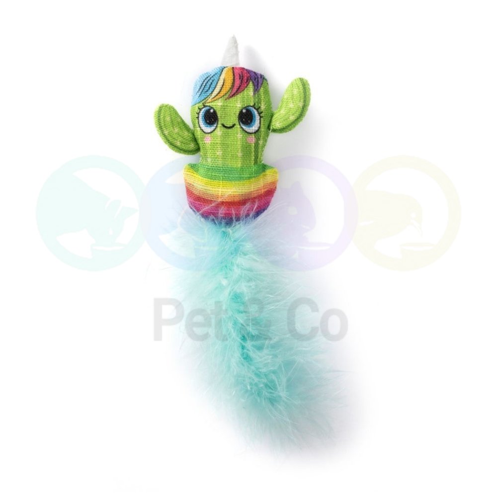 Cat toy Woven Unicorn with feathers & catnip