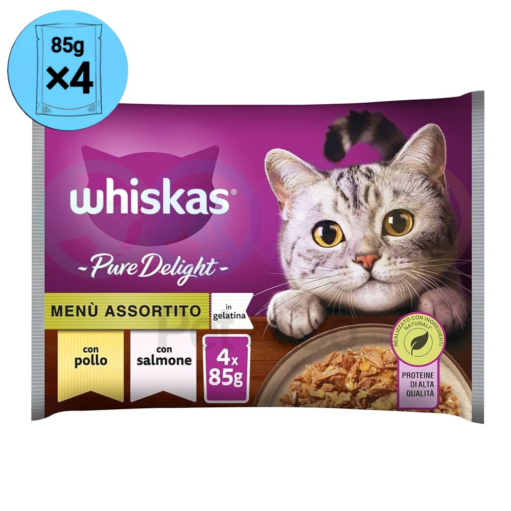 Whiskas Chunks in Jelly with Chicken &amp; Salmon Pure Delight 4×85g