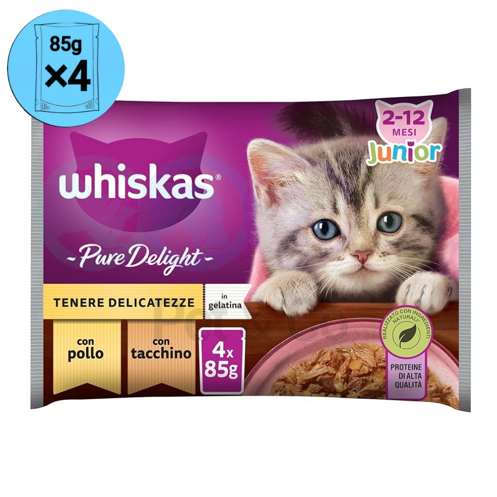 Whiskas Chunks in Jelly with Chicken & Turkey Pure Delight for Kittens 4×85g