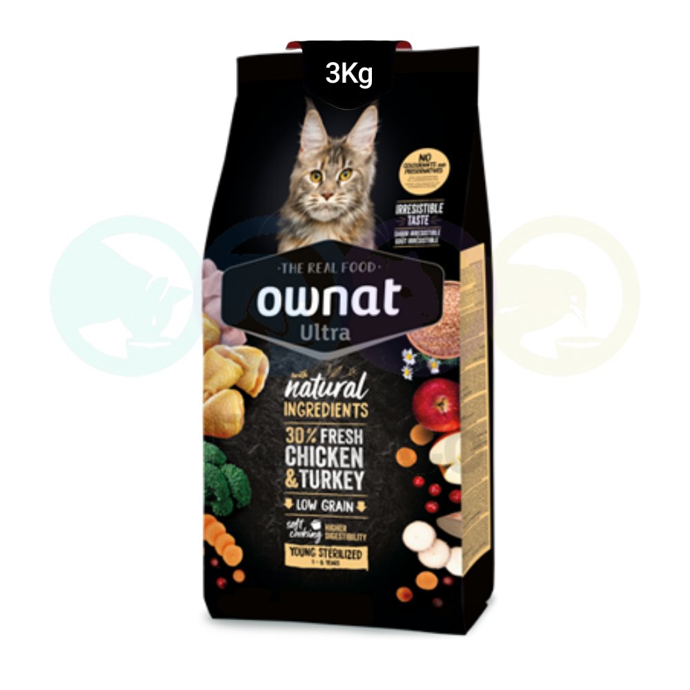 Ownat Ultra Kibbles for Sterilized Kittens with Chicken 3Kg
