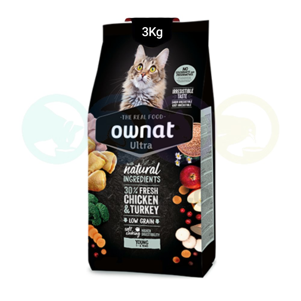 Ownat Ultra Kibbles for Adult Cats with Chicken 3Kg