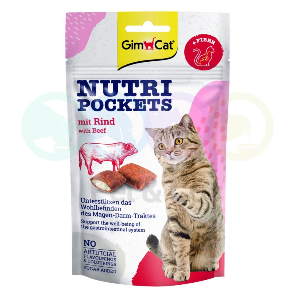 GimCat Treats for Cats Nutri Pockets with Beef 60g