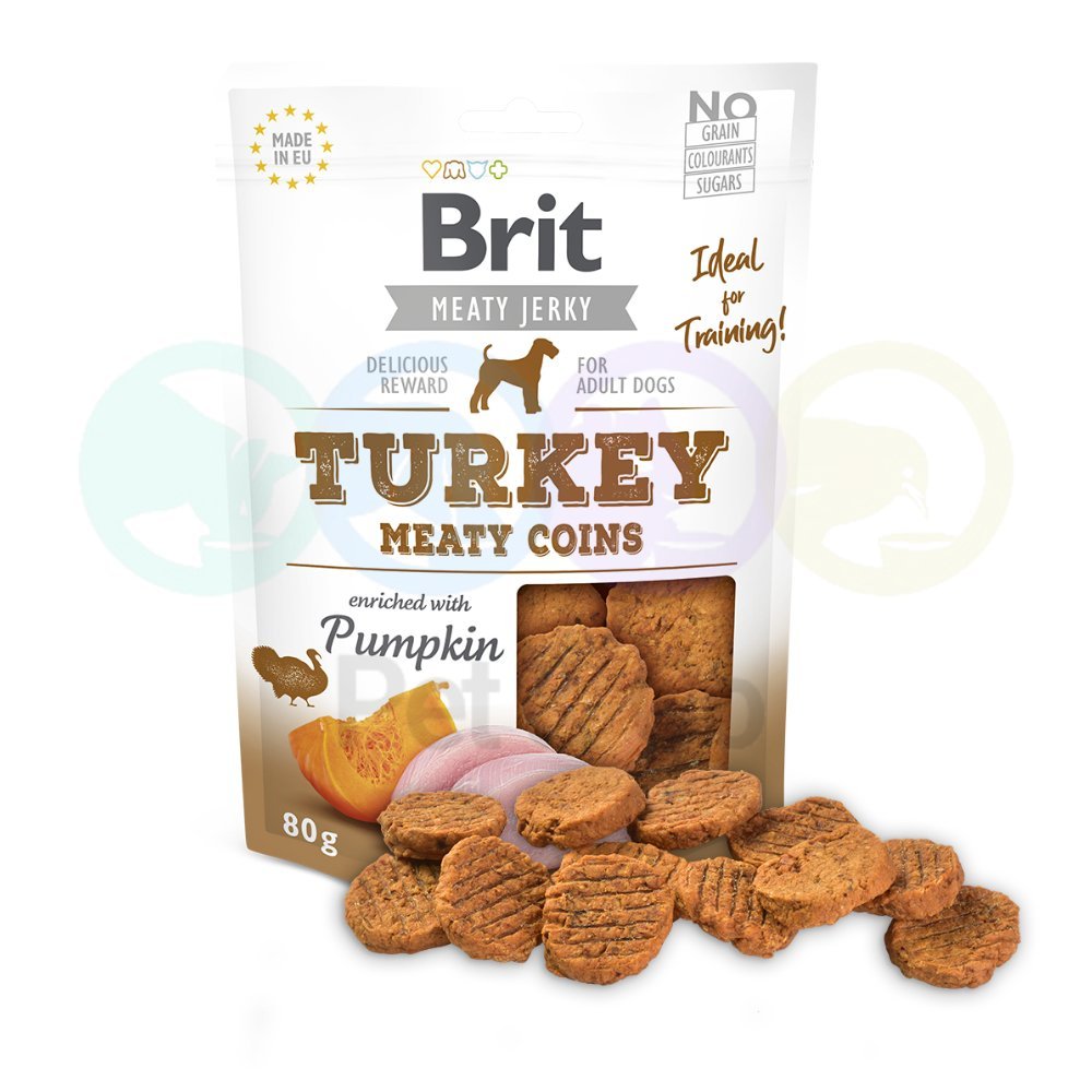 Brit Meat Jerky Dog Meaty Coins with Turkey 80g