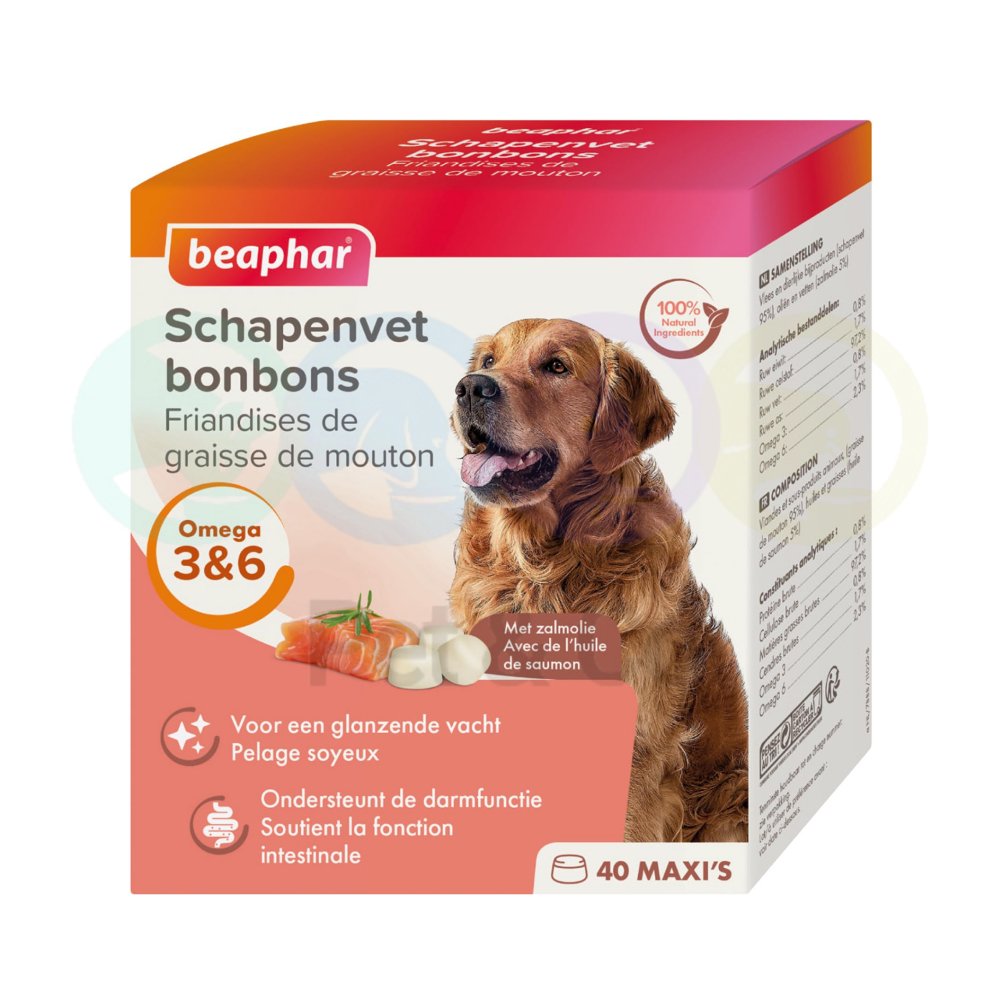 Beaphar Sheep Fat Dog Treats with Salmon Oil 40pcs
