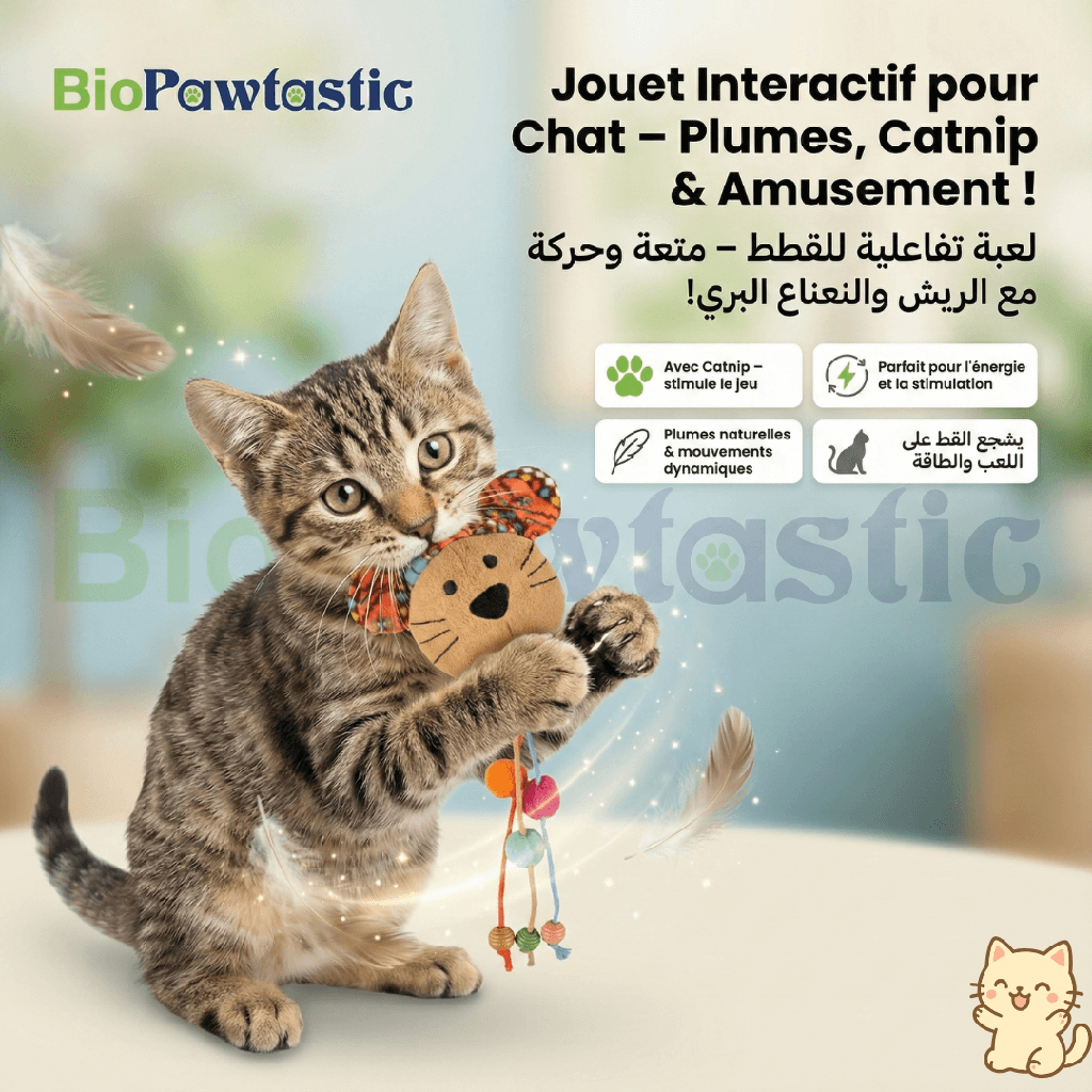 Interactive Cat Toy with Feathers & Catnip