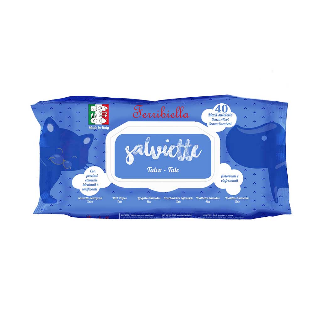 Ferribiella Lingettes pour Chats et Chiens - Talc
