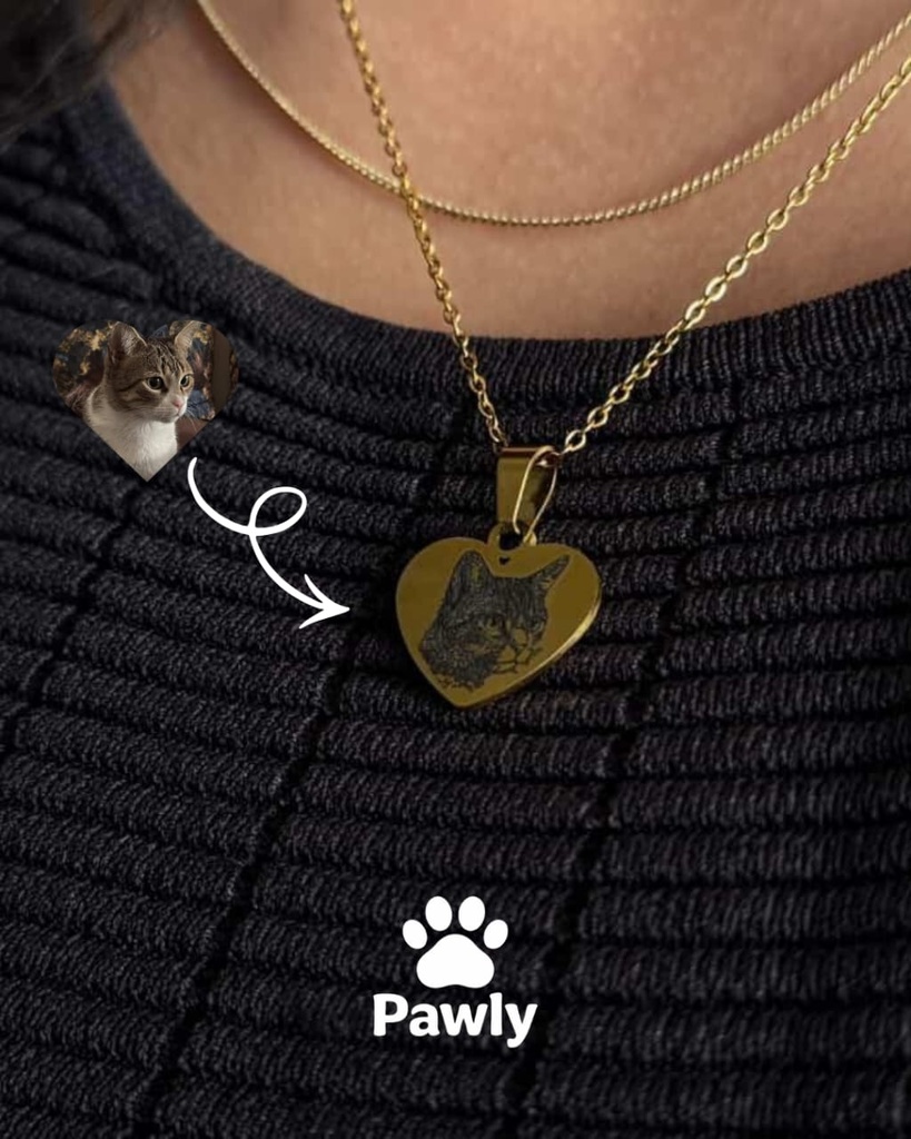 Collier Cœur Précieux – Portrait Gravé de Votre Compagnon 