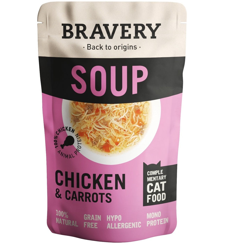 Bravery Soupe pour chat - 3 saveurs aux choix - Poulet