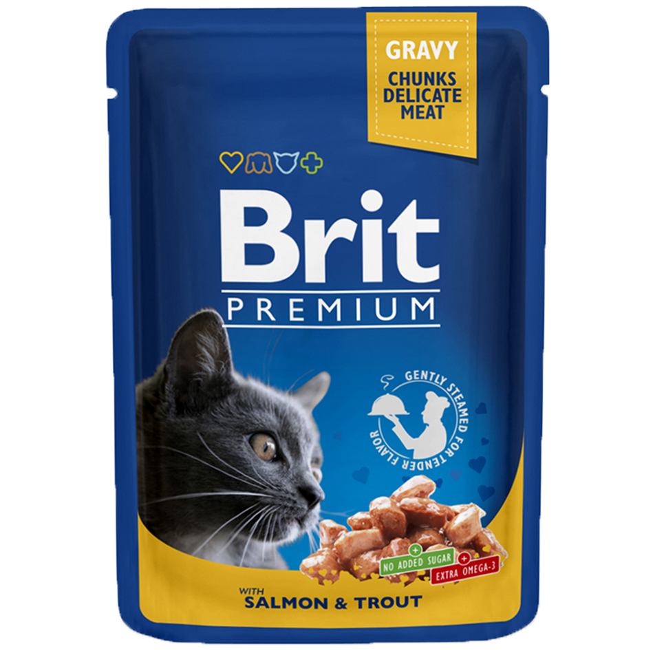 Brit Premium Pochon Saumon et Truite pour chat adult 100g
