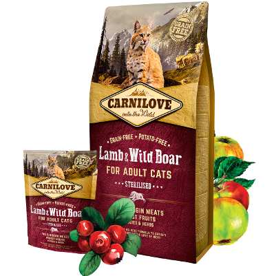 Carnilove Croquettes Cat Sterilised Lamb and Wild Boar (Chat sétrilisé Agneau et Sanglier) 2kg | 6kg - 2kg