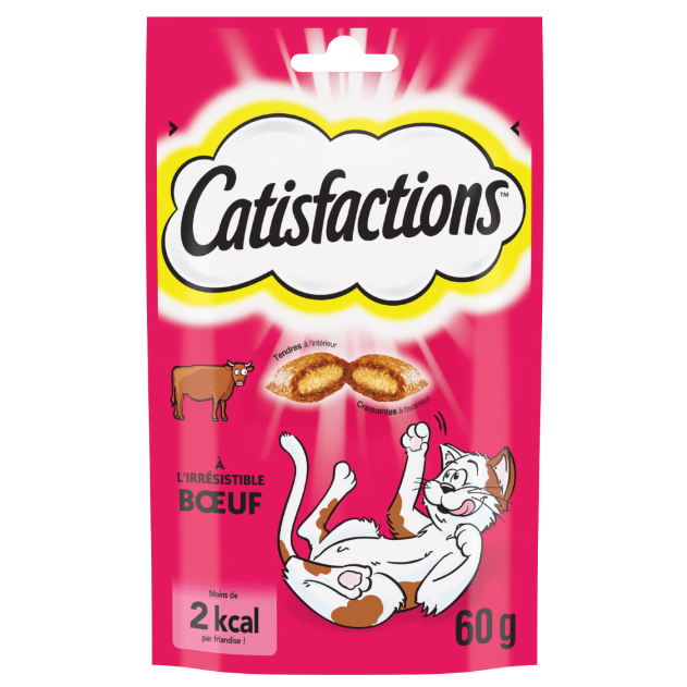 Catisfactions Friandises pour chat et chaton 60g (Boeuf | Poulet | Saumon | Canard | Fromage) - Boeuf