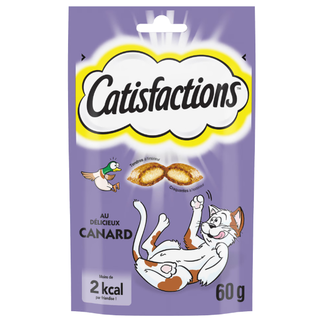 Catisfactions Friandises pour chat et chaton 60g (Boeuf | Poulet | Saumon | Canard | Fromage) - Canard