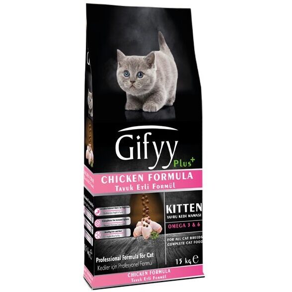 Gifyy Plus Nourriture pour Chaton Au Poulet 15 kg