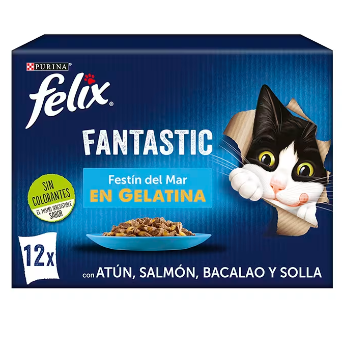 Purina Felix Fantastiques Festin Del Mar 12x85g (Saumon, Thon, Cabillaud)