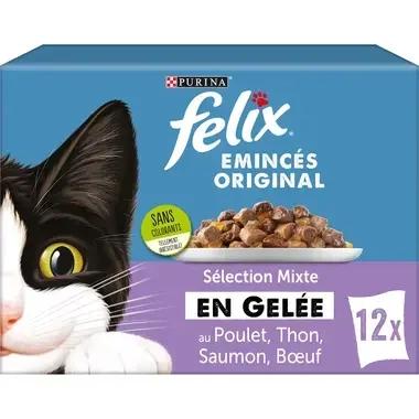 Purina Felix Sachets d'Émincés en Gelée pour chat - Sélection Mixte 12x85g