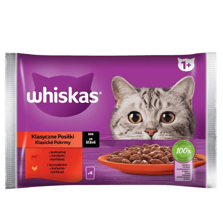 Whiskas Repas classiques Poulet et bœuf en sauce 4x85g